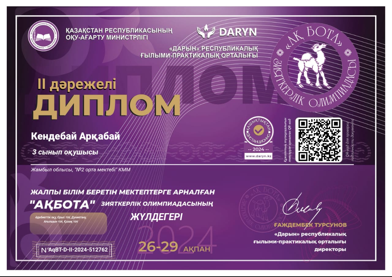№2 орта мектеп Ұстаздар мен білім алушылардың жетістіктері